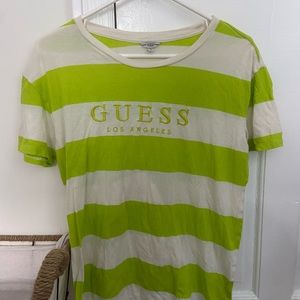 GUESS Striped Lime Green Tee PACSUN